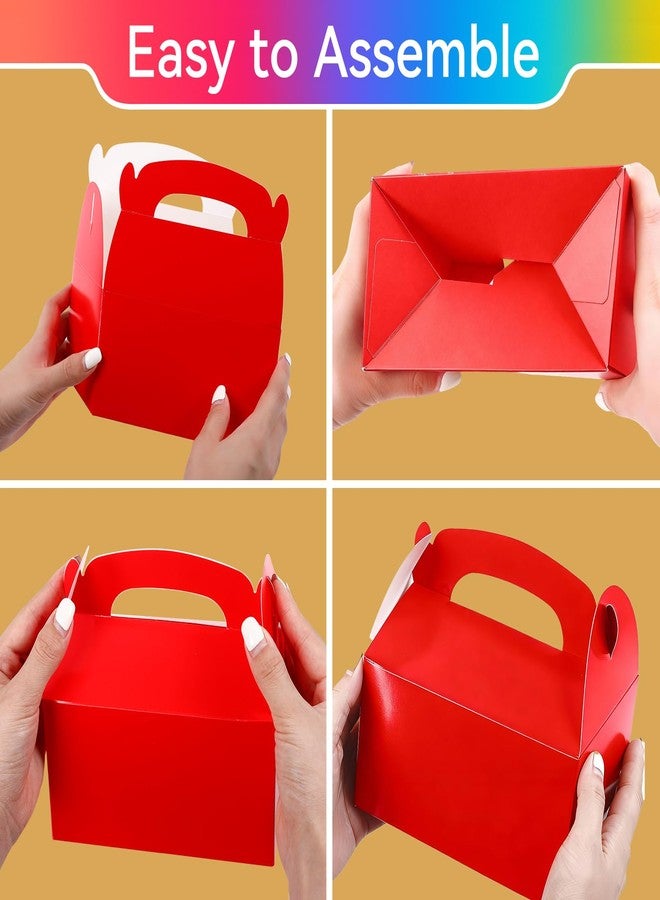 Bgtecho 24 Pack Gable Treat Boxes, 6.2 x 3.6 x 3.4 Inch Red Paper Gift Boxes, Party Favor Gable Box With Handle, Goodie Candy Box for Snacks Cookie Candy Birthday Wedding Party Supplies - Image 3